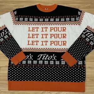 Tito's Black and Orange Crewneck Holiday Sweater